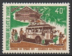 Ivory Coast 300, MNH. Michel 374. Stamp Day 1971. Postal Service Autobus, 1925. - Ivory Coast (1960-...)