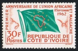 Ivory Coast 198,lightly Hinged.Michel 243. African-Malagasy Union,1962.Flag. - Costa De Marfil (1960-...)
