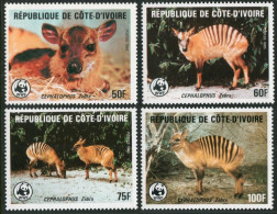 Ivory Coast 764-767,MNH.Michel 881-884. WWF 1985.Striped Antelopes. - Ivory Coast (1960-...)