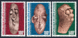 Ivory Coast 1006-1008, MNH. Stone Heads Of Gohitafla, 1997. - Costa De Marfil (1960-...)
