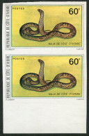 Ivory Coast 559 Imperf Pair,MNH.Michel 647B. Reptiles 1980.Snake Naja. - Ivory Coast (1960-...)