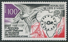 Ivory Coast 361, MNH. Michel 436. APU Postal Union, 1973. Bird, Post Horn. - Costa De Marfil (1960-...)