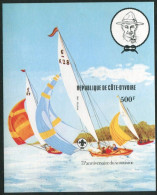 Ivory Coast 635B,MNH.Michel 732 Bl.22B. Scouting Year 1982,Scout Sailing. - Ivory Coast (1960-...)