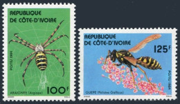 Ivory Coast 710-711, MNH. Michel 808-809. Local Insects 1984. Argiope, Polistes. - Costa De Marfil (1960-...)