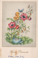 EASTER FLOWERS CHICKEN EGG Vintage Postcard CPA #PKE452.GB - Easter