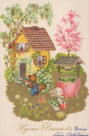 EASTER EGG RABBIT Vintage Postcard CPA #PKE202.GB - Easter