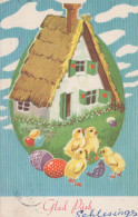 EASTER CHICKEN EGG Vintage Postcard CPA #PKE074.GB - Easter