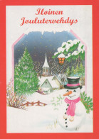Happy New Year Christmas SNOWMAN Vintage Postcard CPSM #PBM562.GB - Nouvel An