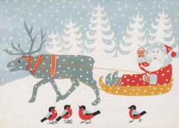 SANTA CLAUS Happy New Year Christmas DEER Vintage Postcard CPSM #PBB216.GB - Santa Claus