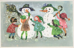Happy New Year Christmas SNOWMAN Vintage Postcard CPSM #PAZ816.GB - Nouvel An