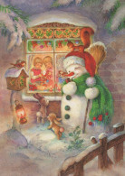 Happy New Year Christmas SNOWMAN Vintage Postcard CPSM #PAZ753.GB - New Year