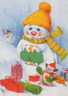 Happy New Year Christmas SNOWMAN Vintage Postcard CPSM #PAZ621.GB - New Year