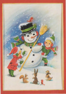 Happy New Year Christmas SNOWMAN Vintage Postcard CPSM #PAW445.GB - New Year