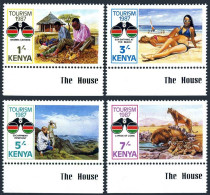 Kenya 398-401,MNH.Michel 388-391. Tourism 1987.Akamba Carvers,Beach,Pride-Lions. - Kenya (1963-...)