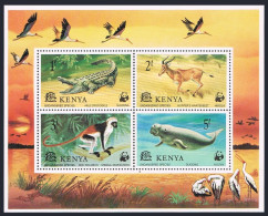 Kenya 93a Sheet,MNH.Michel Bl.10. WWF 1977.Crocodile,Hartebeest,Dugong, - Kenia (1963-...)