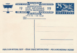 Suisse Entier Postal Illustré Aviation 1929 - Stamped Stationery