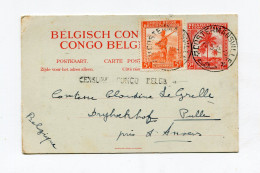 !!! CONGO BELGE, ENTIER POSTAL DE COSTERMANSVILLE DE 1945 POUR LA BELGIQUE AVEC CENSURE - Brieven En Documenten