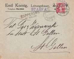 Suisse Ambulant N°27 + Griffe Rapperswil Sur Lettre 1909 - Poststempel