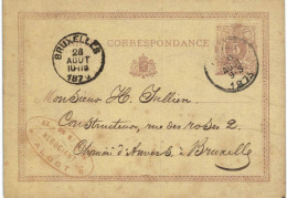 Carte-correspondance N° 28 écrite D'Alost Vers Bruxelles - Cartas-Letras