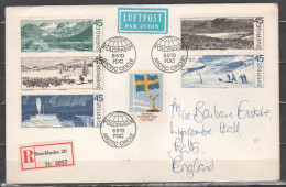 Sweden 1970 - Arctic Circle (Polcirkeln) Cancel FDC On Registered Letter To England       (g9687) - Cartas & Documentos