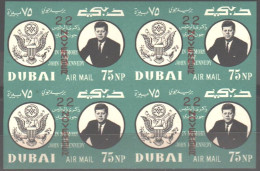 DUBAI - Set 1964 Overprint 22 November Block Of 4 Imperf Kennedy American Presidents - Dubai