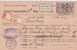 Suisse Lettre Recouvrement Recommandée Courgenay 1898 - Postmark Collection