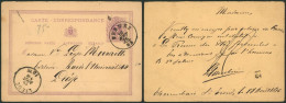 EP Au Type 5ctm Mauve Obl Double Cercle "Perwez" (1876) > Liège - Cartes Postales 1871-1909