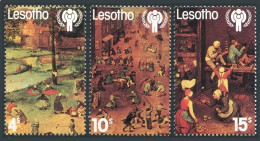 Lesotho 278-280 Blocks/4,MNH.Michel 278-280. IYC-1979,Pieter Bruegel.Games. - Lesotho (1966-...)