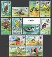 Lesotho 321-332 Inscribed 1981, MNH. Mi 330X-341X. Birds. Kestrel, Pigeons,Crane - Lesotho (1966-...)