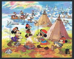 Lesotho 649,MNH.Mi Bl.49. FINLAND-1988,Walt Disney,Mickey Mouse.Lapp Encampment. - Lesotho (1966-...)