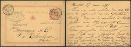 EP Au Type 5ctm Mauve Obl Double Cercle "Herstal" > Charleroi - Tarjetas 1871-1909