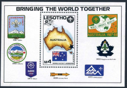 Lesotho 598 Sheet,MNH.Michel 658 Bl.44. 16th World Scout Jamboree,1987-1988.Map, - Lesotho (1966-...)