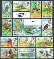 Lesotho 321b-334a,MNH. Michel 330Y-343Y. Birds 1982:Greater Kestrel,Rock Pigeon, - Lesotho (1966-...)