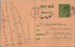 India Postal Stationery Goddess 9p Bikaner Calcutta RMS Cds - Ansichtskarten