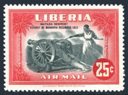 Liberia C57, Lightly Hinged. Air Post 1947. Matilda Newport Firing Cannon. - Liberia