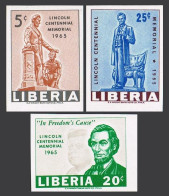 Liberia 423-425 Imperf, MNH-. Mi 631B-633B. Abraham Lincoln, 1965. John Kennedy. - Liberia