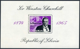 Liberia C171, Hinged. Mi 647 Bl.37A. Sir Winston Churchill, 1966. Map Of Europe. - Liberia