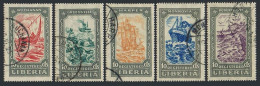 Liberia F30-F34, Hinged. Michel 246-250. Registration Stamps 1924. Ships, Bird. - Liberia