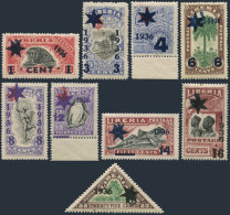 Liberia 259-266,270,MNH. Official Stamps Overprinted,1936.Civet,Palms,Vulture, - Liberia