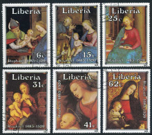 Liberia 975-980,CTO.Mi 1281-1286. Christmas 1983.Raphael Paintings. - Liberia