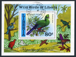 Liberia 783,CTO.Michel 1031 Bl.85. Birds 1977.Gold Coast Touraco. - Liberia