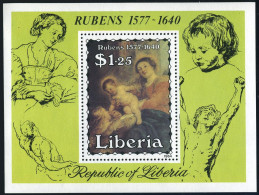 Liberia 998,MNH.Mi Bl.107. Peter Paul Rubens,1984.Madonna And Child With Saints. - Liberia
