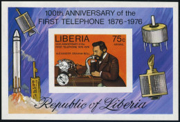 Liberia C212 Imperf,MNH.Michel 1003 Bl.81B. Alexander Graham Bell 1976.UPU,ITU. - Liberia