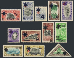 Liberia 259-270,MNH/MLH.Mi 274-285. Official Stamps Overprinted,1936.Civet,Palms - Liberia