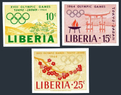 Liberia 418-420,MNH.Michel 623B-625B. Olympics Tokyo-1964.Runner,Olympic Rings. - Liberia