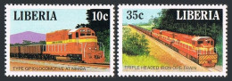 Liberia 1085-1086,MNH.Michel 1414-1415. Locomotives 1988.GP10 At Nimba, - Liberia