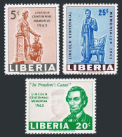 Liberia 423-425, MNH. Michel 631-633. Abraham Lincoln, 1965. John Kennedy. - Liberia
