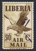 Liberia C50,MNH.Michel A379. Air Post 1945.Eagle In Flight.New Value Surcharged. - Liberia