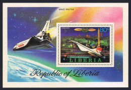 Liberia 800, MNH. Mi Bl.88. Progress Of Aviation, 1978. Concorde, Space Shuttle. - Liberia
