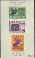 Liberia C67a Imperf Sheet,MNH.Mi Bl.3. UPU-75,1949.Monument,UPU Headquarters. - Liberia